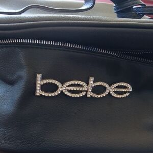 Bebe Black Backpack with Rhinestone Logo